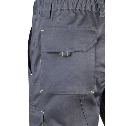 gris/amarillo VL HEMERA. Bermudas elásticas bicolor y multibolsillos (240 g/m²), en algodón (46%), EME (38%) y poliéster (16%)