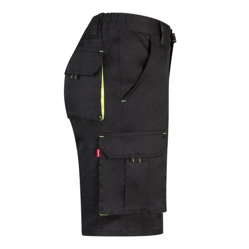 VL HEMERA. Bermudas elásticas bicolor y multibolsillos (240 g/m²), en algodón (46%), EME (38%) y poliéster (16%)