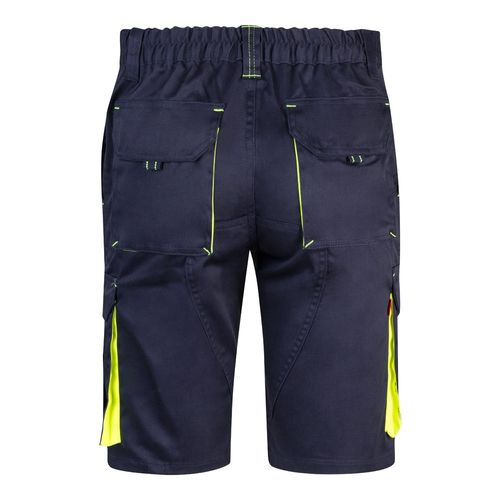 VL HEMERA. Bermudas elásticas bicolor y multibolsillos (240 g/m²), en algodón (46%), EME (38%) y poliéster (16%)