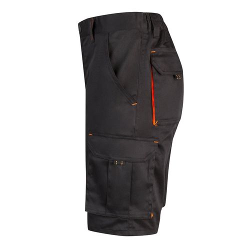 negro/naranja VL HEMERA. Bermudas elásticas bicolor y multibolsillos (240 g/m²), en algodón (46%), EME (38%) y poliéster (16%)