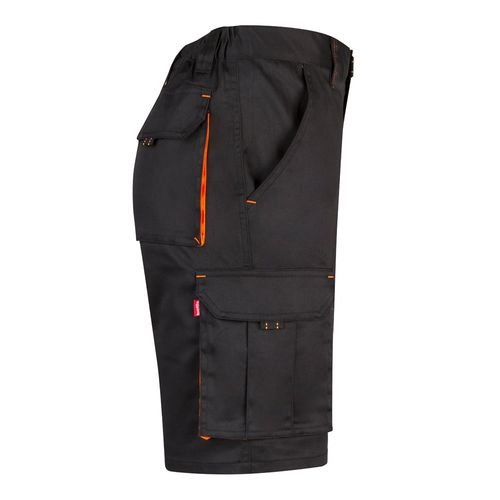 VL HEMERA. Bermudas elásticas bicolor y multibolsillos (240 g/m²), en algodón (46%), EME (38%) y poliéster (16%)