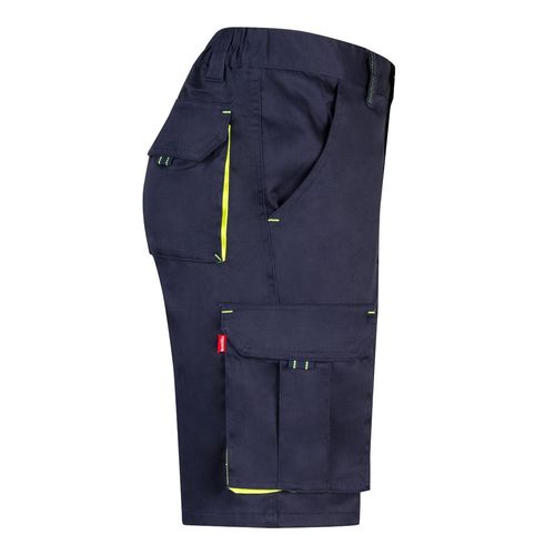 VL HEMERA. Bermudas elásticas bicolor y multibolsillos (240 g/m²), en algodón (46%), EME (38%) y poliéster (16%)