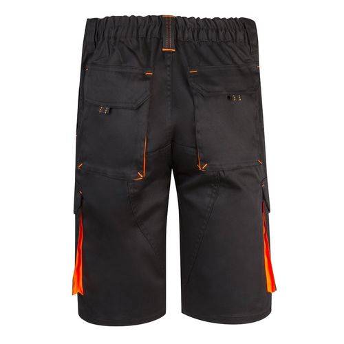 negro/naranja VL HEMERA. Bermudas elásticas bicolor y multibolsillos (240 g/m²), en algodón (46%), EME (38%) y poliéster (16%)