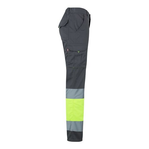 VL ZEUS LARGE. Pantalón elástico multibolsillos bicolor (240 g/m²), en algodón (46 %), EME (38 %) y poliéster (16 %)