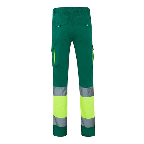 verde/amarillo VL ZEUS LARGE. Pantalón elástico multibolsillos bicolor (240 g/m²), en algodón (46 %), EME (38 %) y poliéster (16 %)