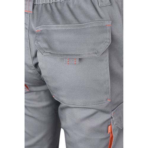 gris/naranja VL FIDES. Pantalón elástico bicolor multibolsillos (240g/m²), en algodón (46%), EME (38%) y poliéster (16%)