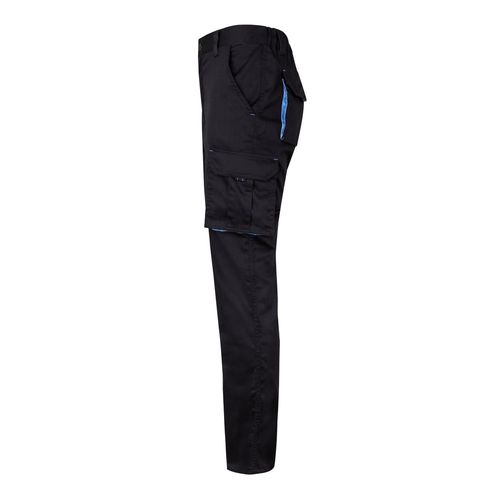 VL FIDES. Pantalón elástico bicolor multibolsillos (240g/m²), en algodón (46%), EME (38%) y poliéster (16%)