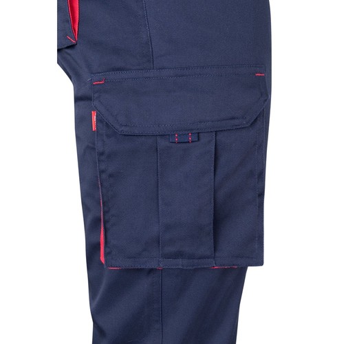VL FIDES. Pantalón elástico bicolor multibolsillos (240g/m²), en algodón (46%), EME (38%) y poliéster (16%)