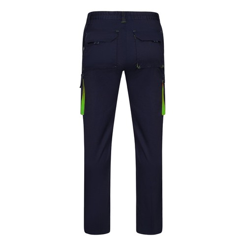 VL FIDES. Pantalón elástico bicolor multibolsillos (240g/m²), en algodón (46%), EME (38%) y poliéster (16%)