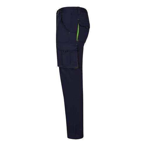 VL FIDES. PANTALÓN ELÁSTICO BICOLOR MULTIBOLSILLOS (240G/M²), EN ALGODÓN (46%), EME (38%) Y POLIÉSTER (16%)