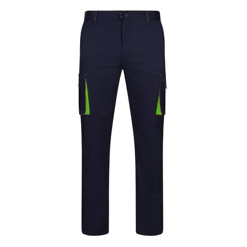VL FIDES. Pantalón elástico bicolor multibolsillos (240g/m²), en algodón (46%), EME (38%) y poliéster (16%)