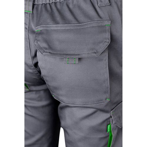 gris/verde VL FIDES. Pantalón elástico bicolor multibolsillos (240g/m²), en algodón (46%), EME (38%) y poliéster (16%)