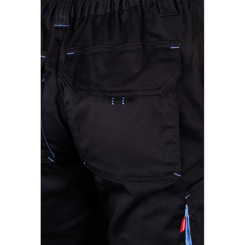 VL FIDES. Pantalón elástico bicolor multibolsillos (240g/m²), en algodón (46%), EME (38%) y poliéster (16%)