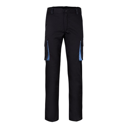 VL FIDES. Pantalón elástico bicolor multibolsillos (240g/m²), en algodón (46%), EME (38%) y poliéster (16%)