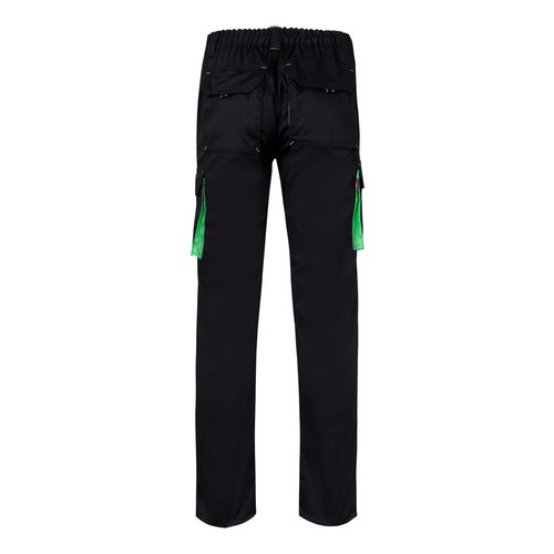 VL FIDES. Pantalón elástico bicolor multibolsillos (240g/m²), en algodón (46%), EME (38%) y poliéster (16%)