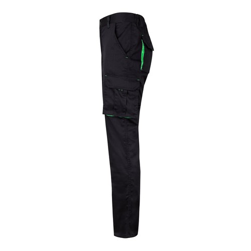 VL FIDES. Pantalón elástico bicolor multibolsillos (240g/m²), en algodón (46%), EME (38%) y poliéster (16%)