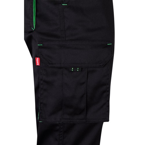 VL FIDES. Pantalón elástico bicolor multibolsillos (240g/m²), en algodón (46%), EME (38%) y poliéster (16%)