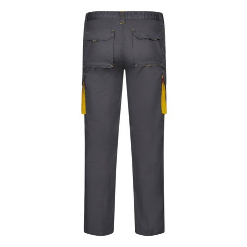 gris/amarillo VL FIDES. Pantalón elástico bicolor multibolsillos (240g/m²), en algodón (46%), EME (38%) y poliéster (16%)