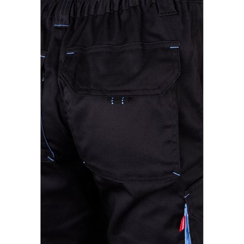 negro/azul claro VL FIDES. Pantalón elástico bicolor multibolsillos (240g/m²), en algodón (46%), EME (38%) y poliéster (16%)