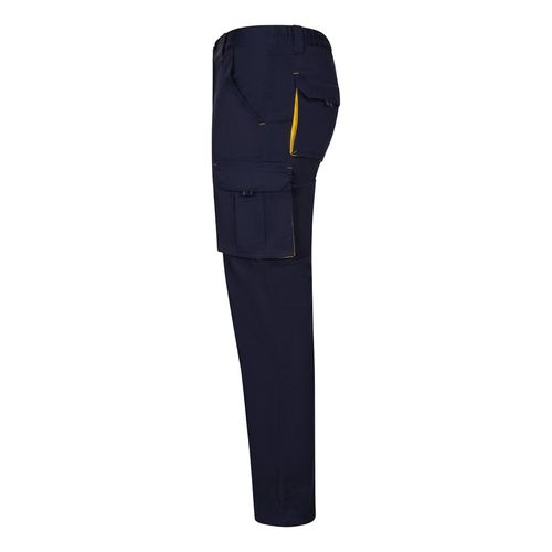 VL FIDES. Pantalón elástico bicolor multibolsillos (240g/m²), en algodón (46%), EME (38%) y poliéster (16%)