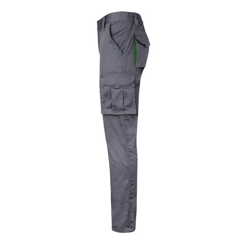 VL FIDES. Pantalón elástico bicolor multibolsillos (240g/m²), en algodón (46%), EME (38%) y poliéster (16%)