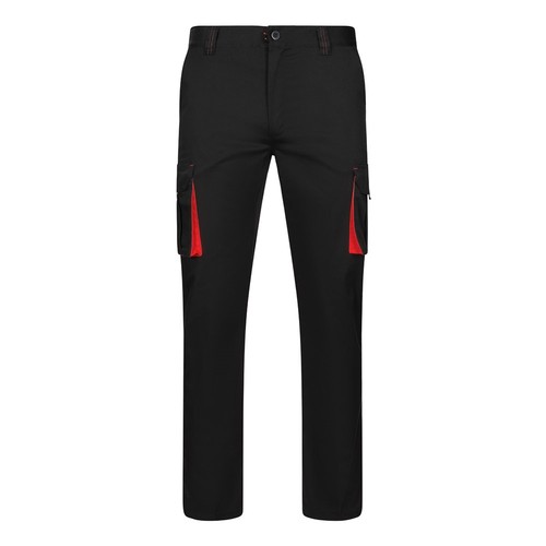 VL FIDES. Pantalón elástico bicolor multibolsillos (240g/m²), en algodón (46%), EME (38%) y poliéster (16%)
