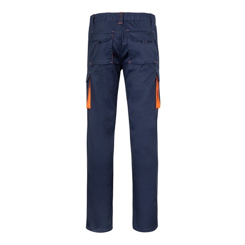 VL FIDES. Pantalón elástico bicolor multibolsillos (240g/m²), en algodón (46%), EME (38%) y poliéster (16%)