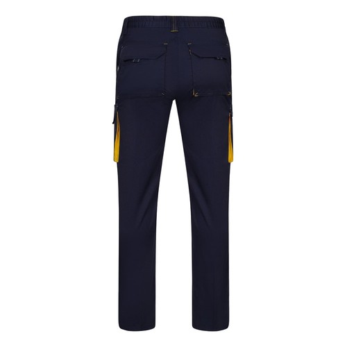 VL FIDES. Pantalón elástico bicolor multibolsillos (240g/m²), en algodón (46%), EME (38%) y poliéster (16%)