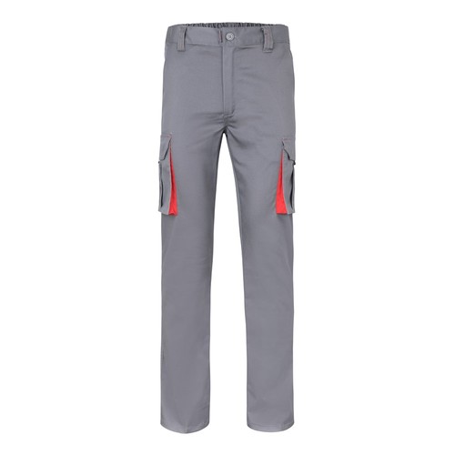 VL FIDES. Pantalón elástico bicolor multibolsillos (240g/m²), en algodón (46%), EME (38%) y poliéster (16%)