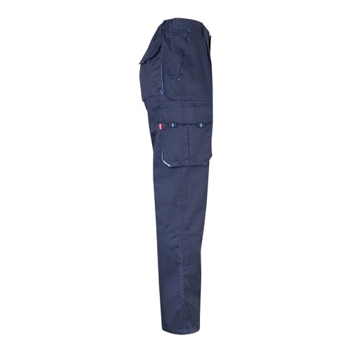 VL FIDES. Pantalón elástico bicolor multibolsillos (240g/m²), en algodón (46%), EME (38%) y poliéster (16%)