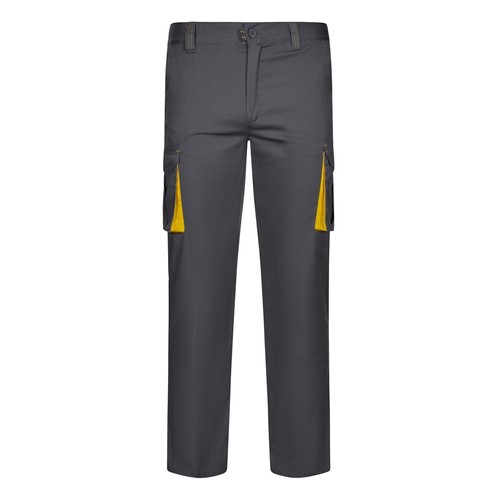 VL FIDES. Pantalón elástico bicolor multibolsillos (240g/m²), en algodón (46%), EME (38%) y poliéster (16%)