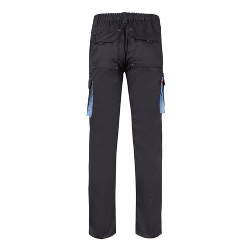 gris/azul claro VL FIDES. Pantalón elástico bicolor multibolsillos (240g/m²), en algodón (46%), EME (38%) y poliéster (16%)