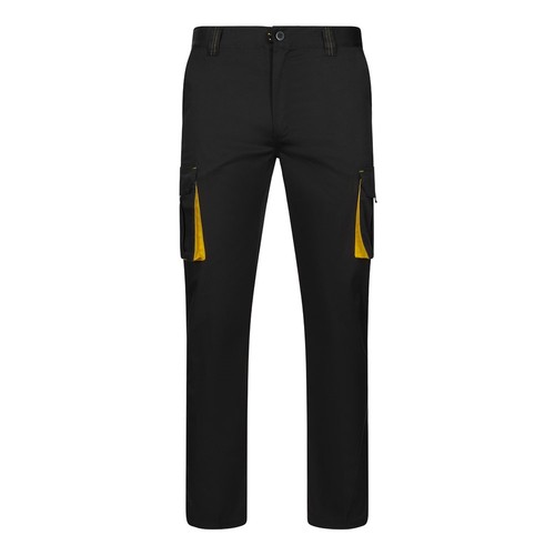VL FIDES. Pantalón elástico bicolor multibolsillos (240g/m²), en algodón (46%), EME (38%) y poliéster (16%)