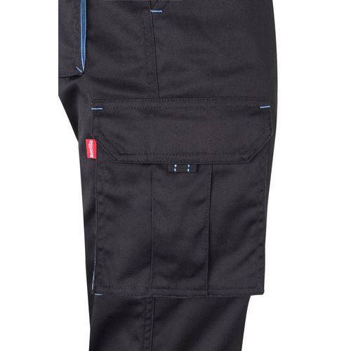 gris/azul claro VL FIDES. Pantalón elástico bicolor multibolsillos (240g/m²), en algodón (46%), EME (38%) y poliéster (16%)