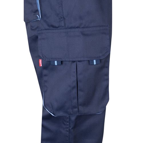 VL FIDES. Pantalón elástico bicolor multibolsillos (240g/m²), en algodón (46%), EME (38%) y poliéster (16%)