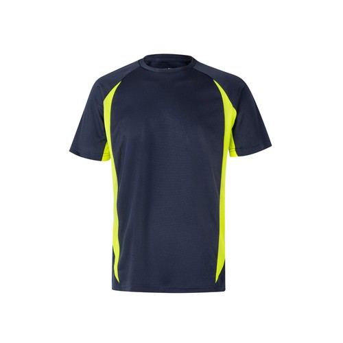 azul marino/amarillo VL SLAYER. Camiseta técnica ojo de pájaro bicolor (160g/m²), en poliéster (100%)