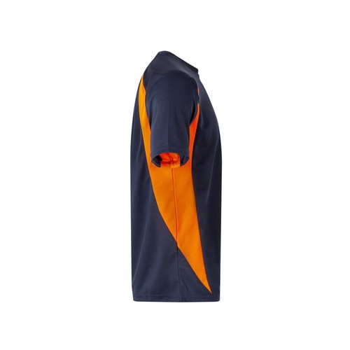 azul marino/naranja VL SLAYER. Camiseta técnica ojo de pájaro bicolor (160g/m²), en poliéster (100%)