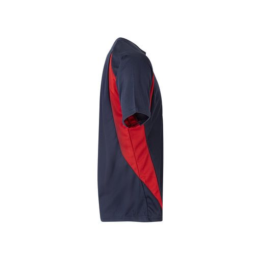 azul marino/rojo VL SLAYER. Camiseta técnica ojo de pájaro bicolor (160g/m²), en poliéster (100%)