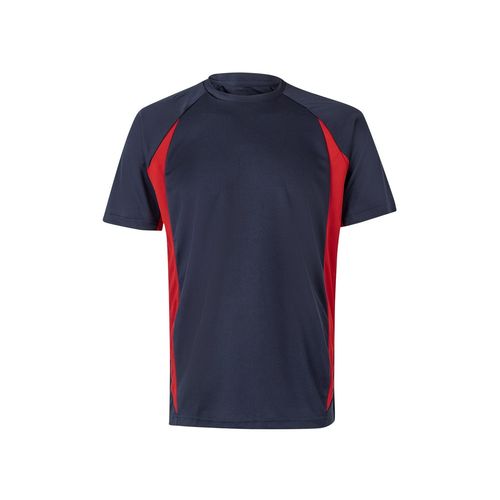 azul marino/rojo VL SLAYER. Camiseta técnica ojo de pájaro bicolor (160g/m²), en poliéster (100%)