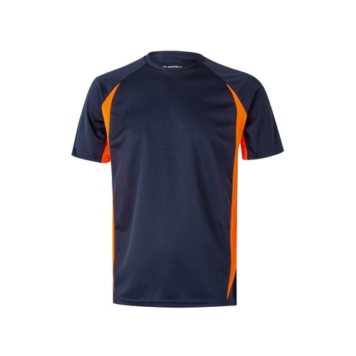 azul marino/naranja VL SLAYER. Camiseta técnica ojo de pájaro bicolor (160g/m²), en poliéster (100%)