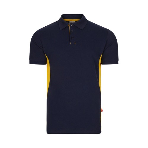 azul marino/amarillo VL SUPAY. Polo piqué bicolor (180g/m²), manga corta, en algodón (60%) y poliéster (40%)