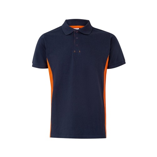 azul marino/naranja VL SUPAY. Polo piqué bicolor (180g/m²), manga corta, en algodón (60%) y poliéster (40%)