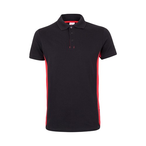 negro/rojo VL SUPAY. Polo piqué bicolor (180g/m²), manga corta, en algodón (60%) y poliéster (40%)