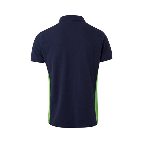 azul marino/verde VL SUPAY. Polo piqué bicolor (180g/m²), manga corta, en algodón (60%) y poliéster (40%)