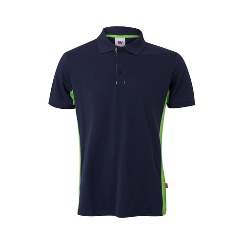 azul marino/verde VL SUPAY. Polo piqué bicolor (180g/m²), manga corta, en algodón (60%) y poliéster (40%)