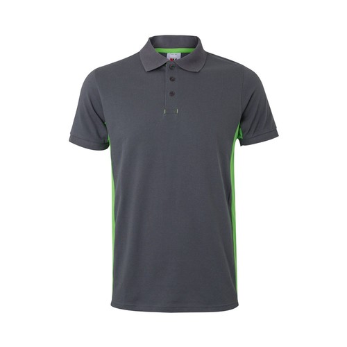 gris/verde VL SUPAY. Polo piqué bicolor (180g/m²), manga corta, en algodón (60%) y poliéster (40%)