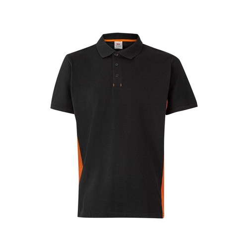 negro/naranja VL SUPAY. Polo piqué bicolor (180g/m²), manga corta, en algodón (60%) y poliéster (40%)