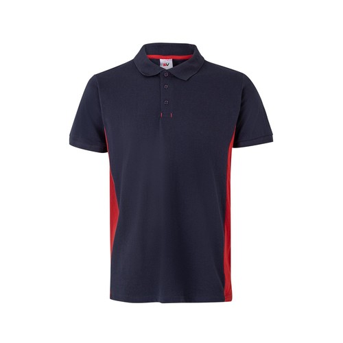 azul marino/rojo VL SUPAY. Polo piqué bicolor (180g/m²), manga corta, en algodón (60%) y poliéster (40%)