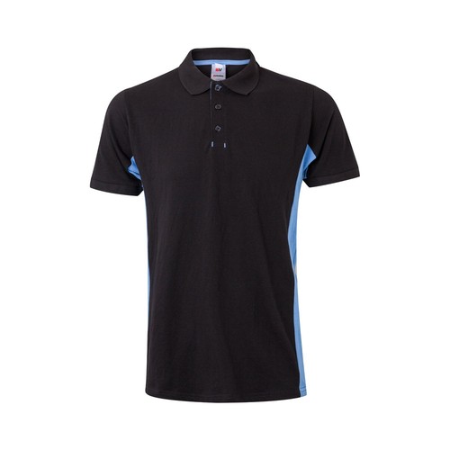 negro/azul claro VL SUPAY. Polo piqué bicolor (180g/m²), manga corta, en algodón (60%) y poliéster (40%)