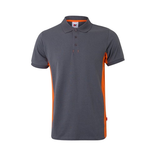 gris/naranja VL SUPAY. Polo piqué bicolor (180g/m²), manga corta, en algodón (60%) y poliéster (40%)